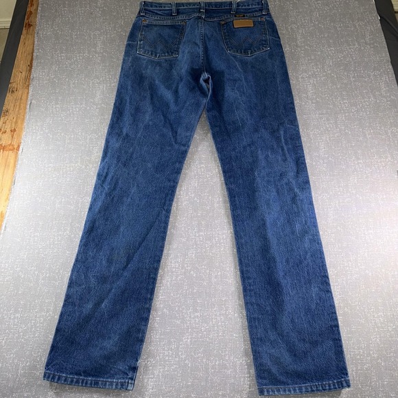 Wrangler 13MWZ Jeans Mens 36x36 Blue Denim Cowboy Cut Western Straight Leg - Picture 10 of 11